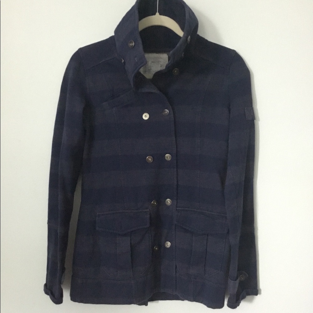 Tildon Anthropologie blue striped jacket